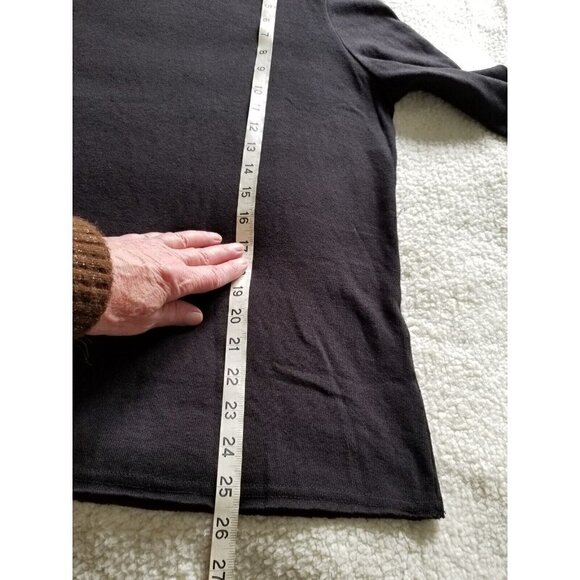 Lanston Women's Black Turtleneck Long Sleeve Top Sweater  W/Thumbholes Size L - Picture 10 of 12